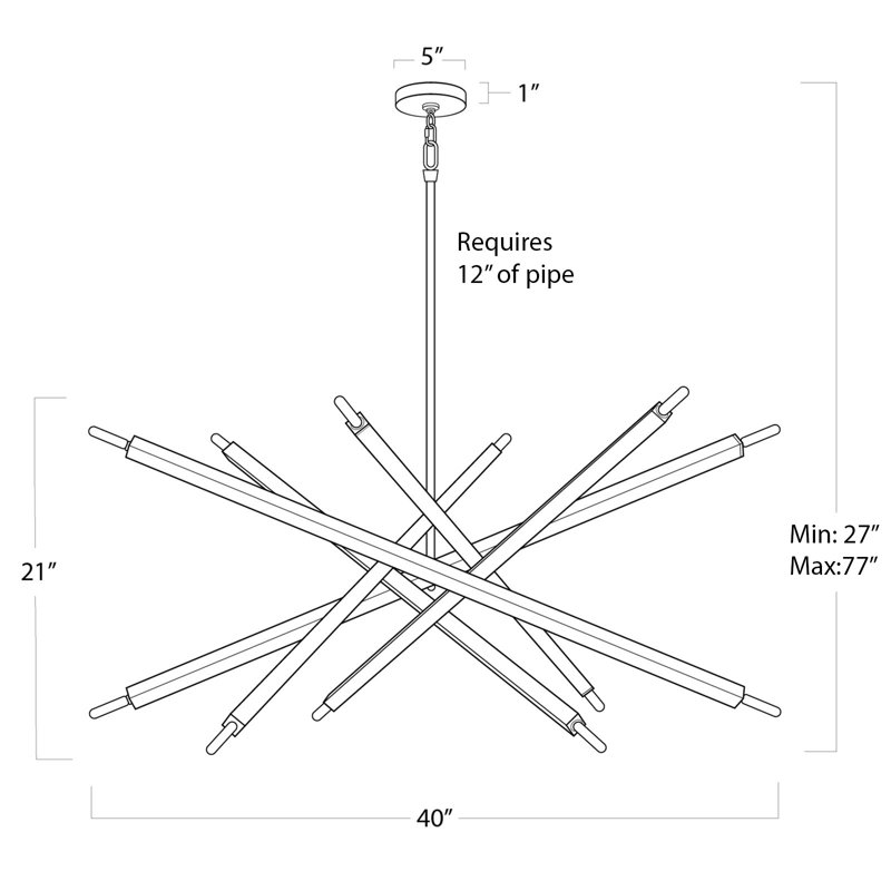 Viper Chandelier, Natural Brass