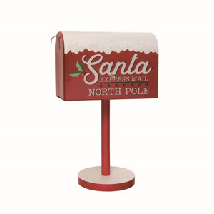 The Holiday Aisle® Metal Santas Standing Mailbox | Wayfair