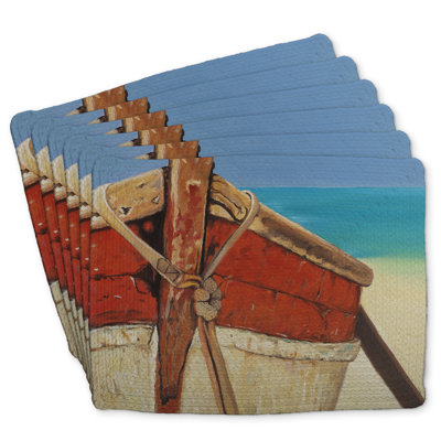 Braided Polyester Placemat Set of 6 - Tied up Rowing Boat