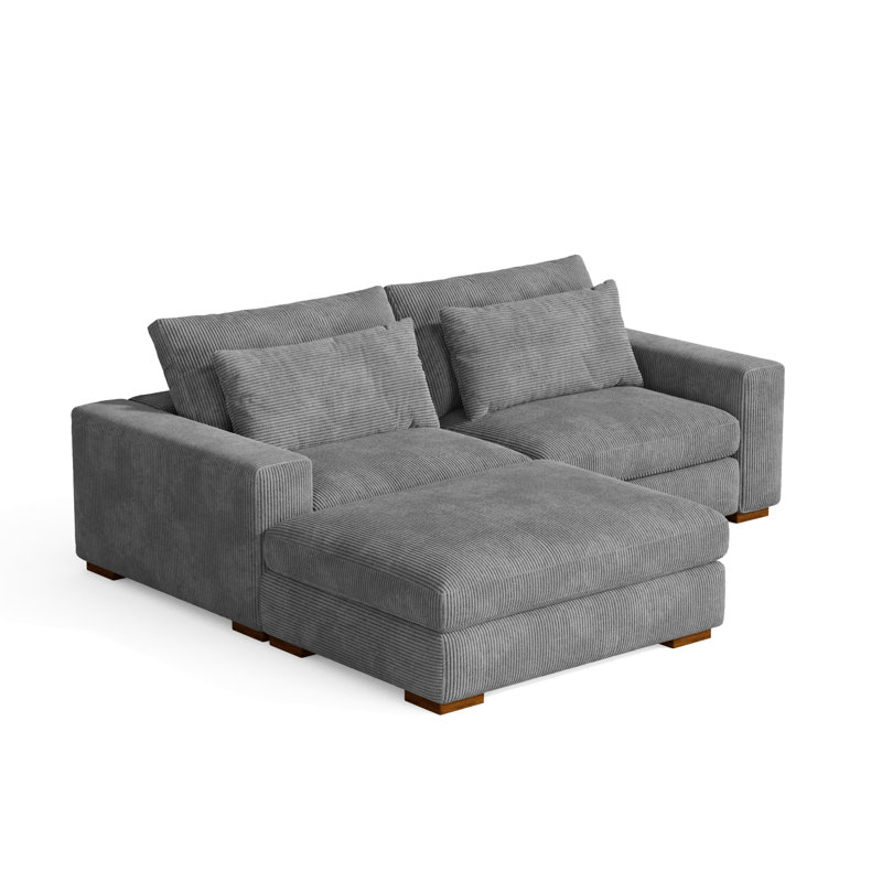 Alahya 3 - Piece Upholstered Sectional, Dark Gray Corduroy