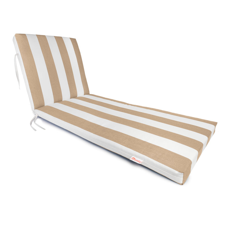 Sunbrella Outdoor 3.5'' Chaise Lounge Seat / Back Cushion, Beige/White