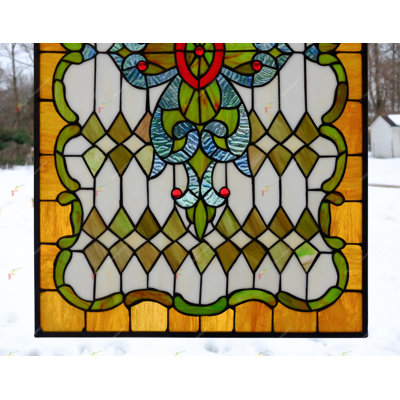 20" x 34" Tiffany Style stained glass window panel glass panel