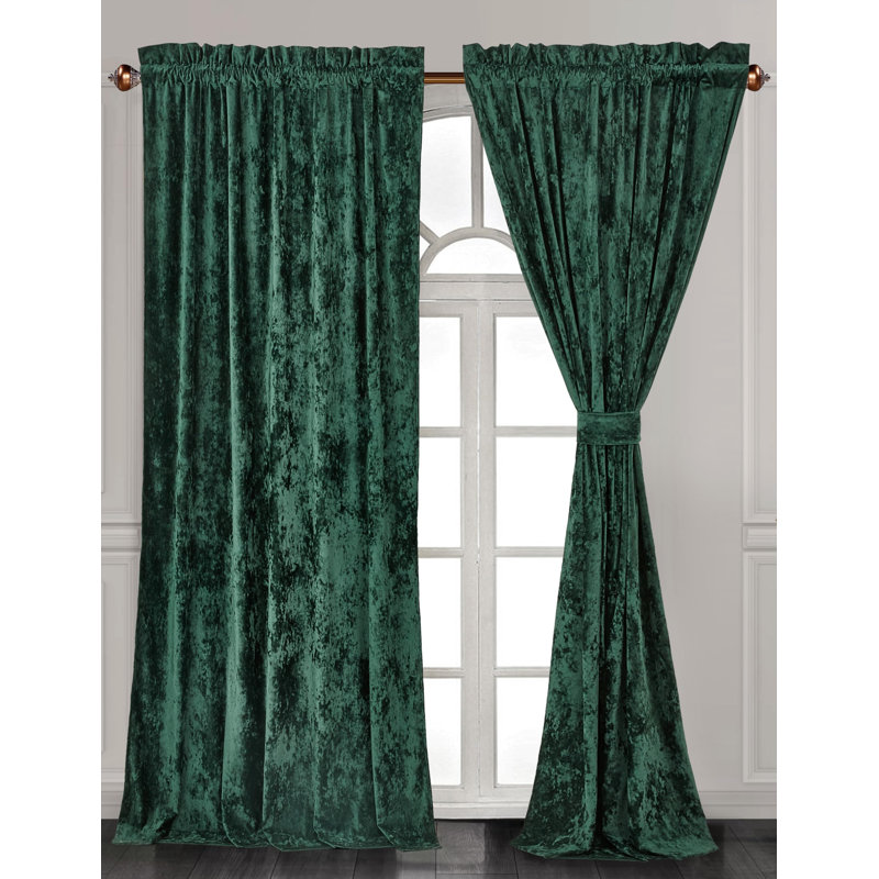 Forest Green Velvet Room-Darkening Window Panel Set