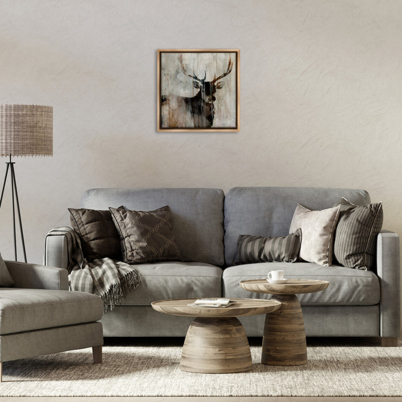 Mirage rustique de wapiti, H 18 po x l 18 po, Cadre flottant orme Montalcino