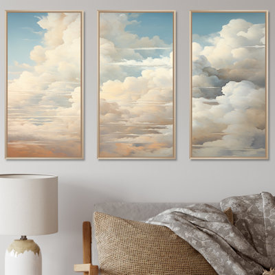 «Beige Minimalisme Clouds II», ensemble d'art mural sur toile
