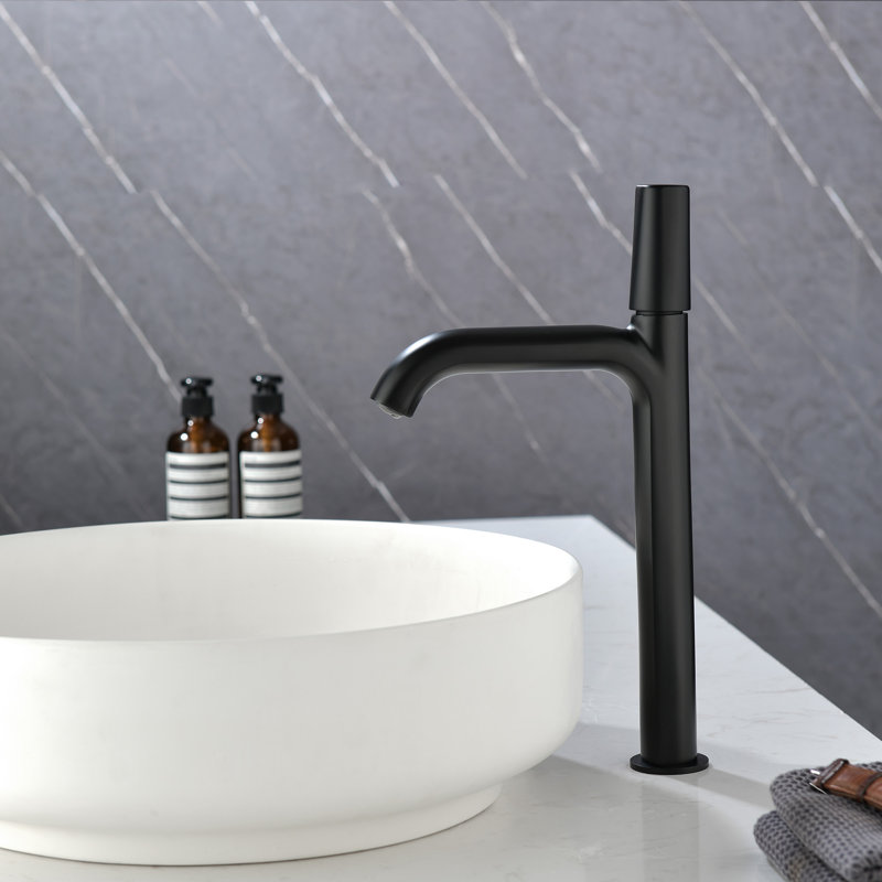 Robinet de lavabo vasque à poignée simple, Noir mat