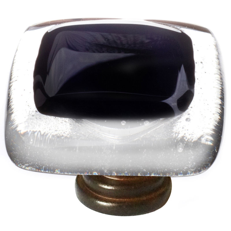 Square Knob, Satin Nickel, Black