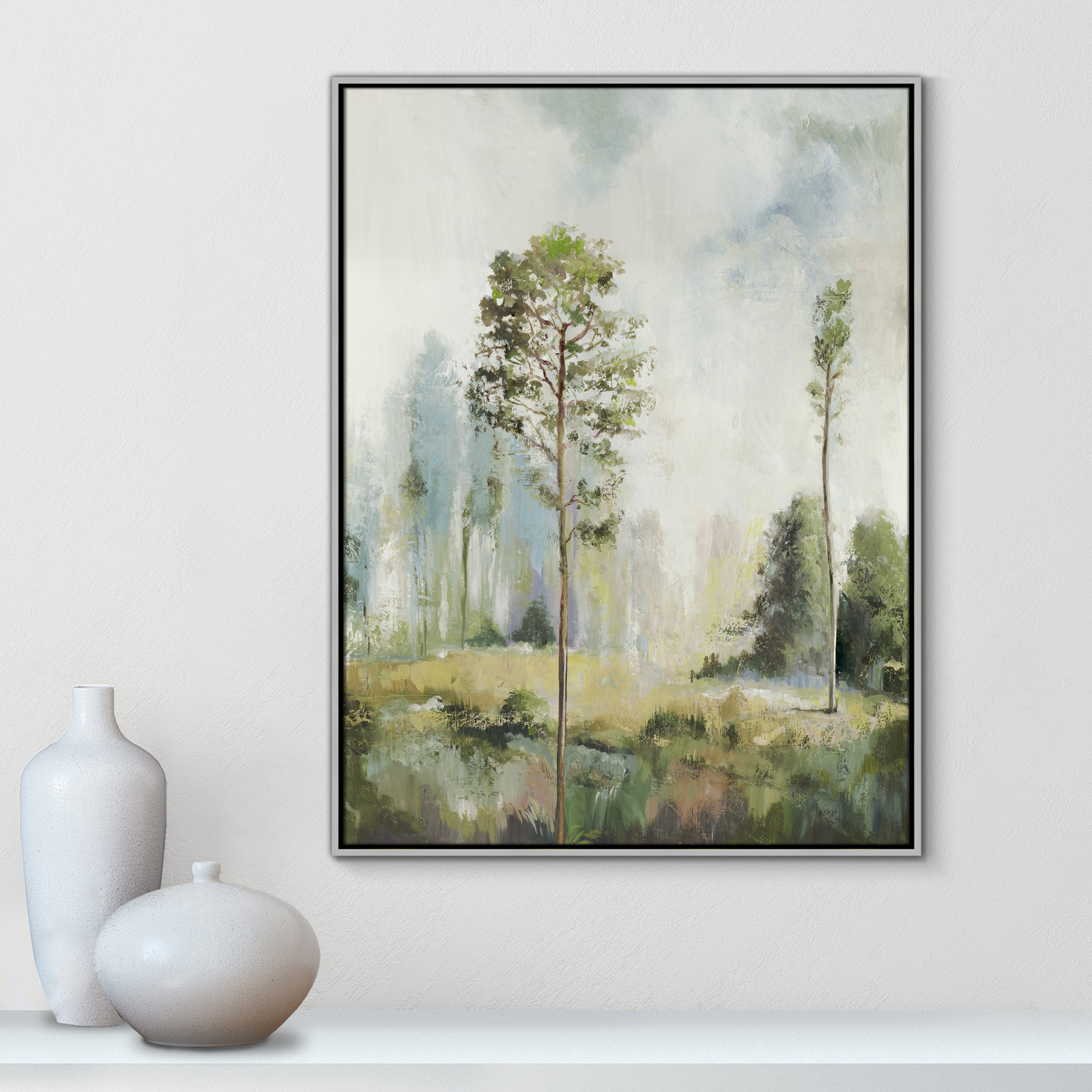 Teton "Tall Green Trees I" Print by Allison Pearce, 41.5" H x 31.5" W, Silver