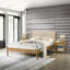 Ensemble de chambre à coucher en bois d'hévéa 3 pièces, lit plateforme avec deux tables de chevet, grand