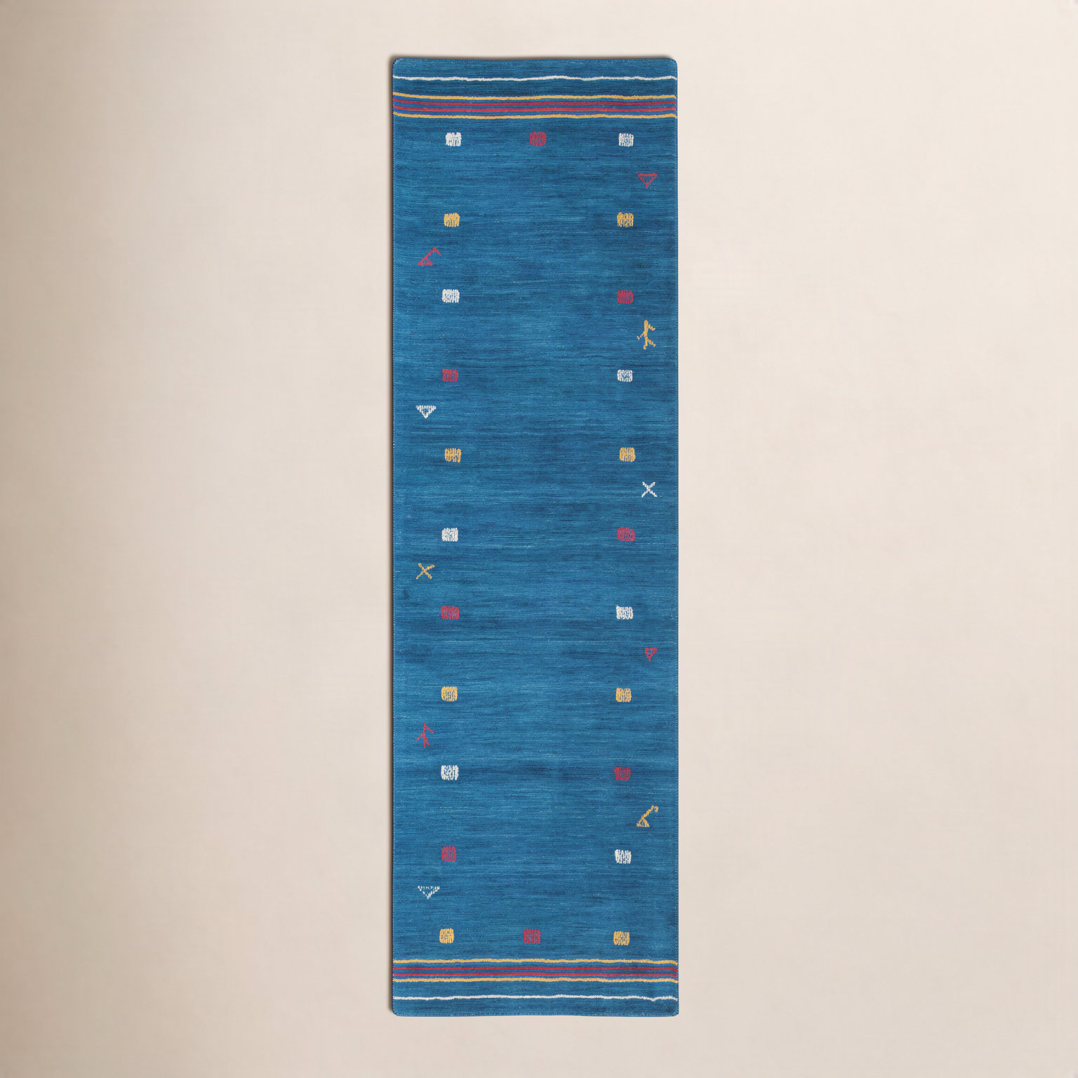 Danette Blue Southwestern Hand-Loomed Wool Rug, Runner 2'3" x 12'