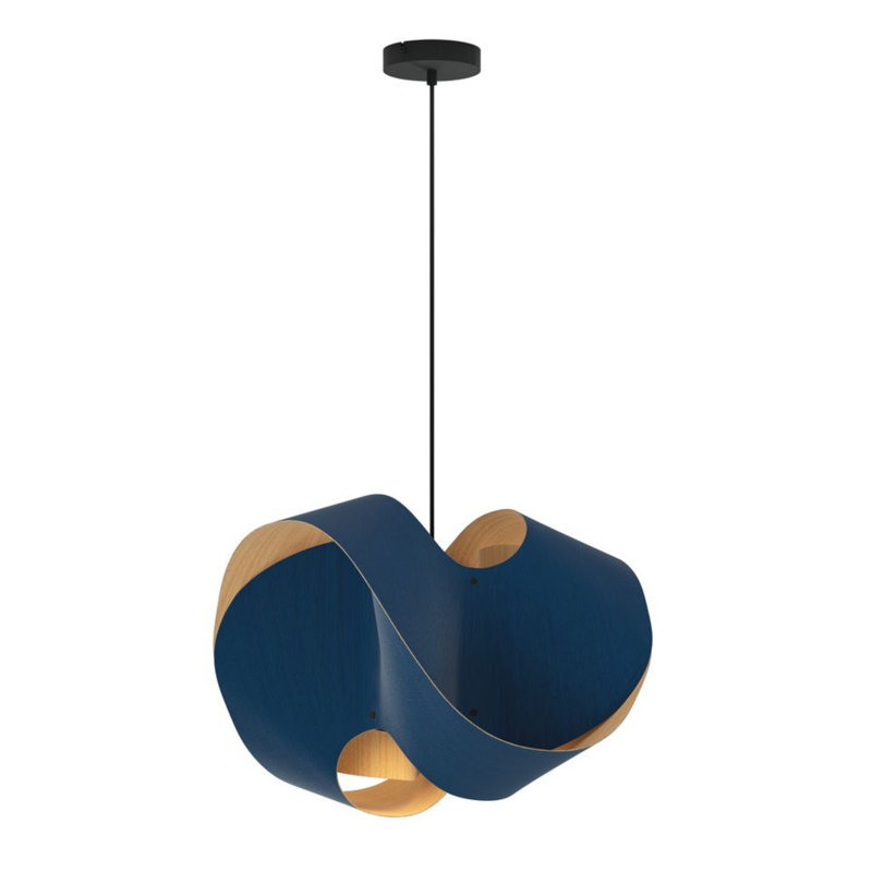 Luminaire suspendu Elvira 50 - bleu, Bleu / frêne, H 15,4 po x l 19,6 po x P 19,6 po