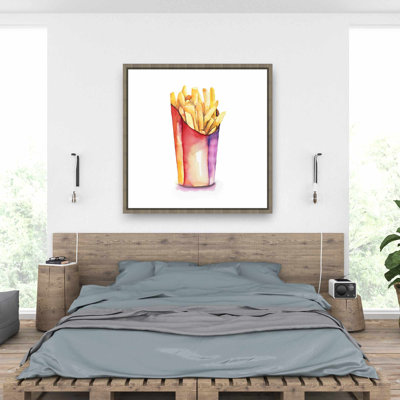 Aquarelle, pommes frites - Cuisine gastronomique, toile encadrée