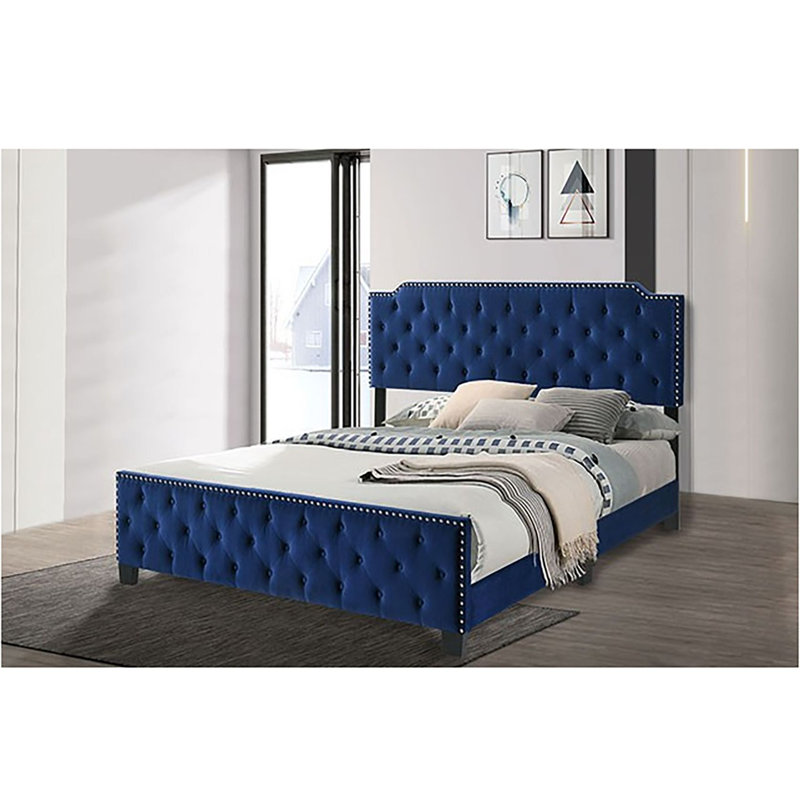 Faylene Upholstered Bed, California King, Navy