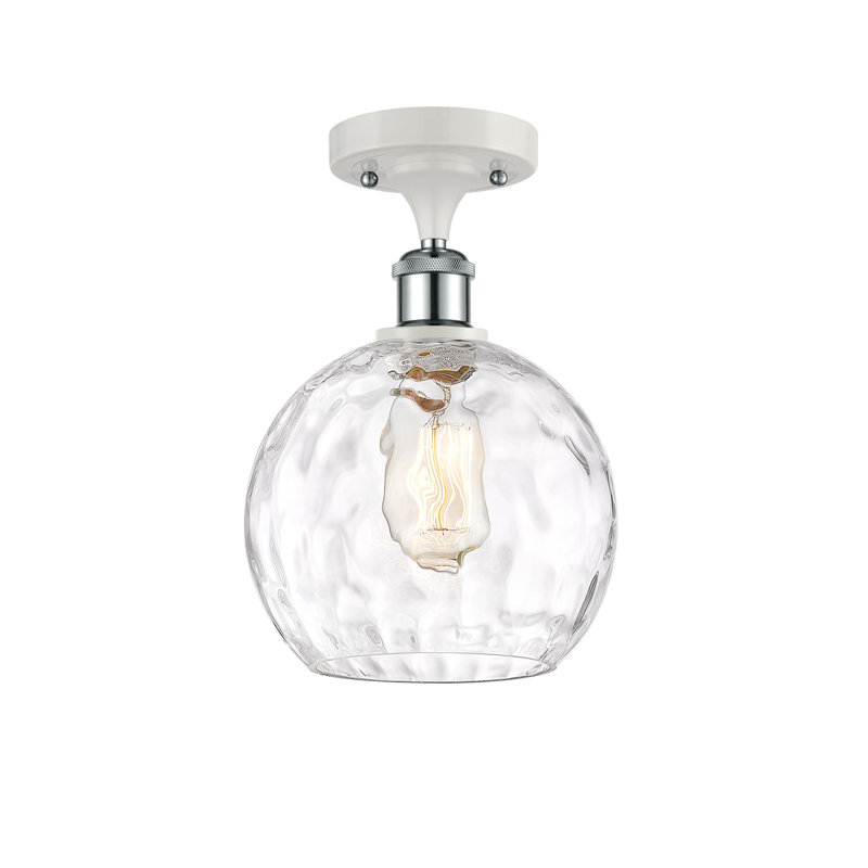 Plafonnier semi-encastré 1 lumière 8 po Cindi, DEL, H 13 po x l 8 po x P 8 po, Blanc / chrome poli