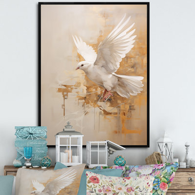 Minimalisme beige et colombe dorée II sur toile