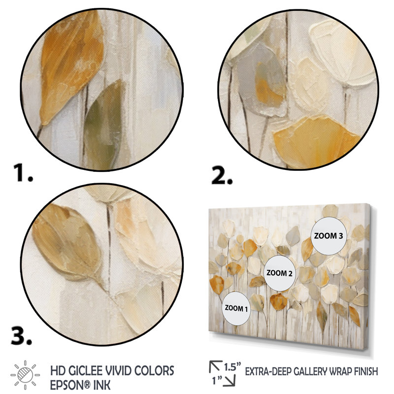 Beige and Gold Abstract Botanical Canvas Art Set