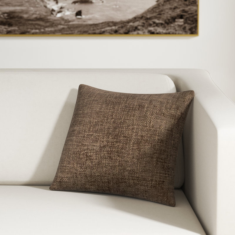 Atacan Mira Woven Chenille Throw Pillow, Square 16", Molcha Brown, Polyester