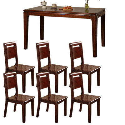 Table de salle à manger en bois de noyer épais brun foncé