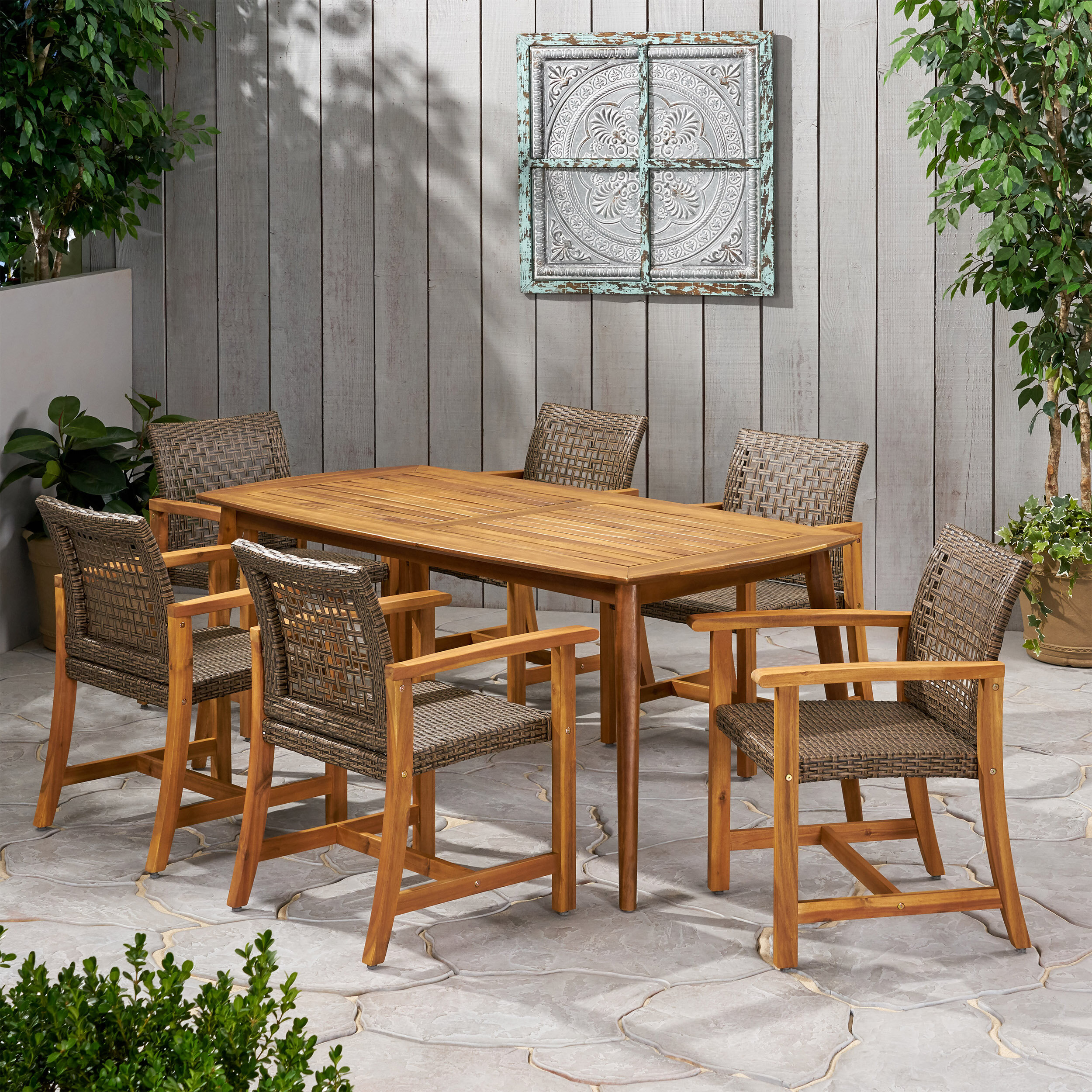 Bay Isle Home™ Arthur Outdoor 7 Piece Teak Dining Set | Wayfair