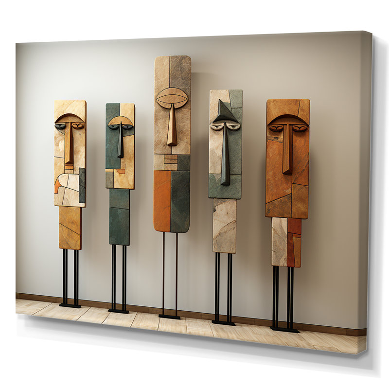 Art traditionnel africain pour totems, H 16 po x l 32 po x P 1 po, Toile tendue
