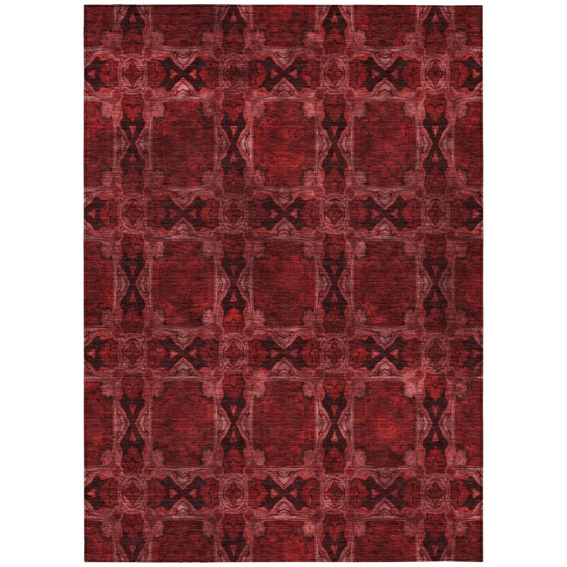 Flatweave Washable Floral Indoor / Outdoor Rug, Rectangle 8' x 10'