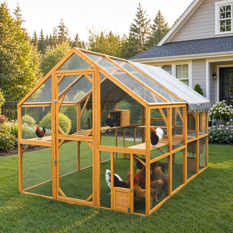 Grande cage de poulailler pour l'extérieur de 110 po avec couvercle amovible imperméable, cage pour animaux de compagnie en métal pour chatons, poulets et petits animaux, verrou sécuritaire et 2 portes