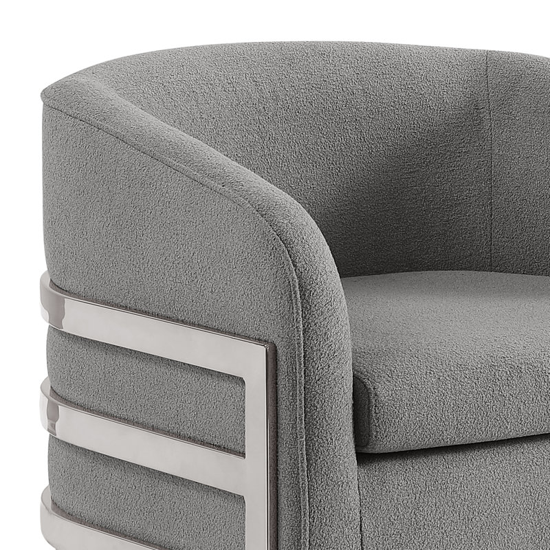 Chaise d'appoint Teddy avec structure en chrome, Gris, Argent argent