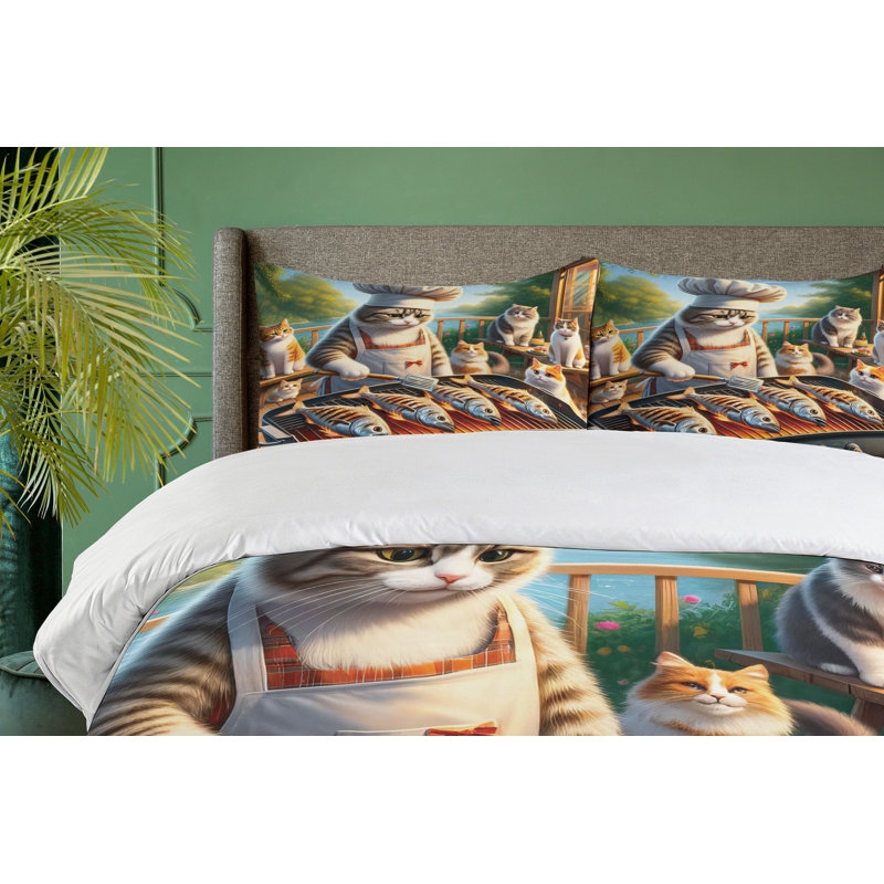 Cat Duvet Cover, California King Duvet Cover + 2 Standard Shams