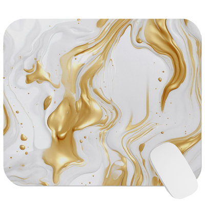 Abstract Golden Strokes II Modern Gaming Cute Office Laptop Desk Pad Gift Mat Square Rectangle Non-Slip Mousepad