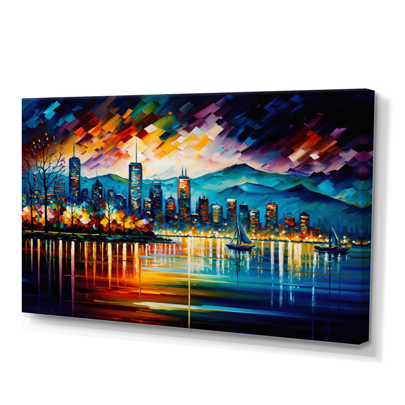 «Vancouver Skyline at Sunset I», reproduction sur toile, L 20 po x H 12 po, Toile tendue