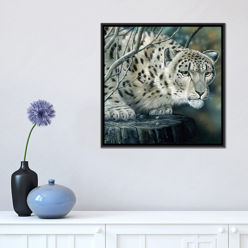 «White Tiger», impression sur toile, H 18 po x l 18 po x P 1,5 po, Toile encadrée noire, Pas de tapis