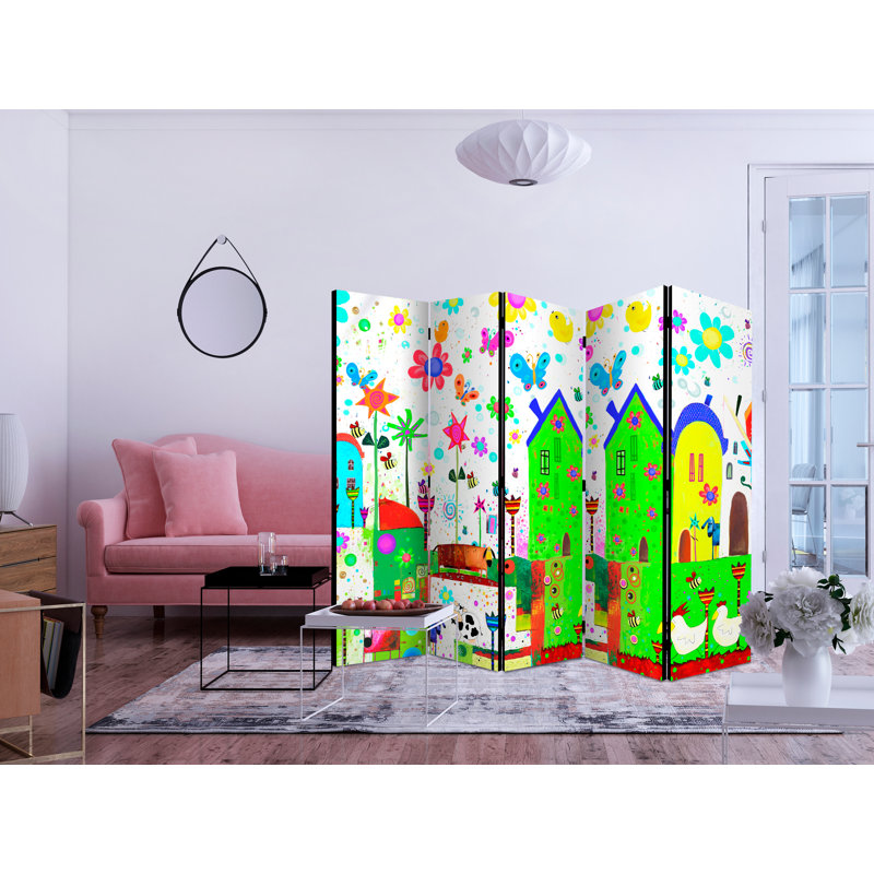 Kassandra 225cm W x 172cm H 5 - Panel Solid Wood Folding Room Divider