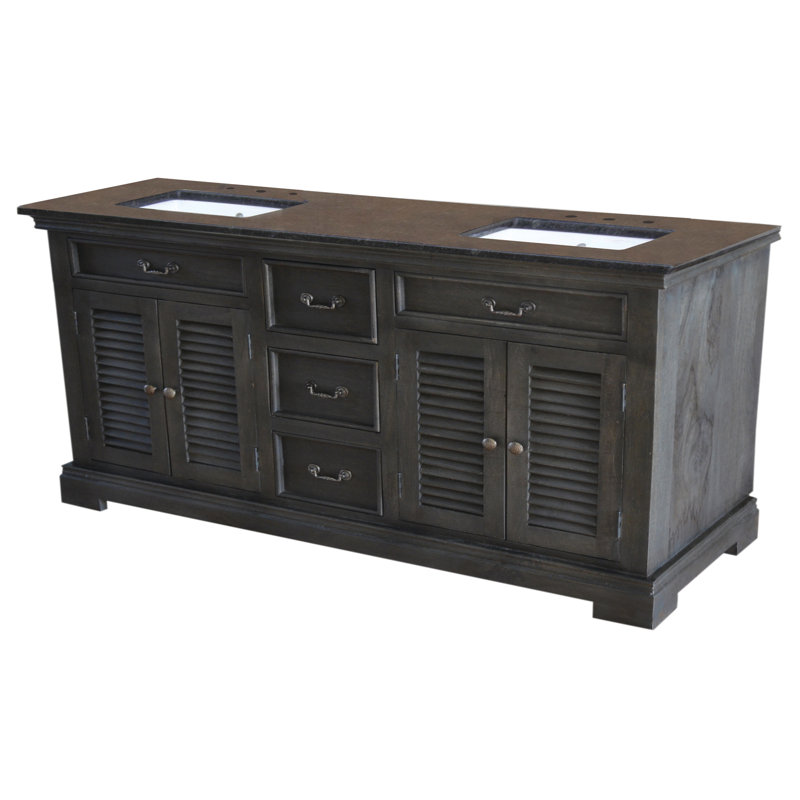 Nylah 60'' Bathroom Vanity with Granite Top, Gray