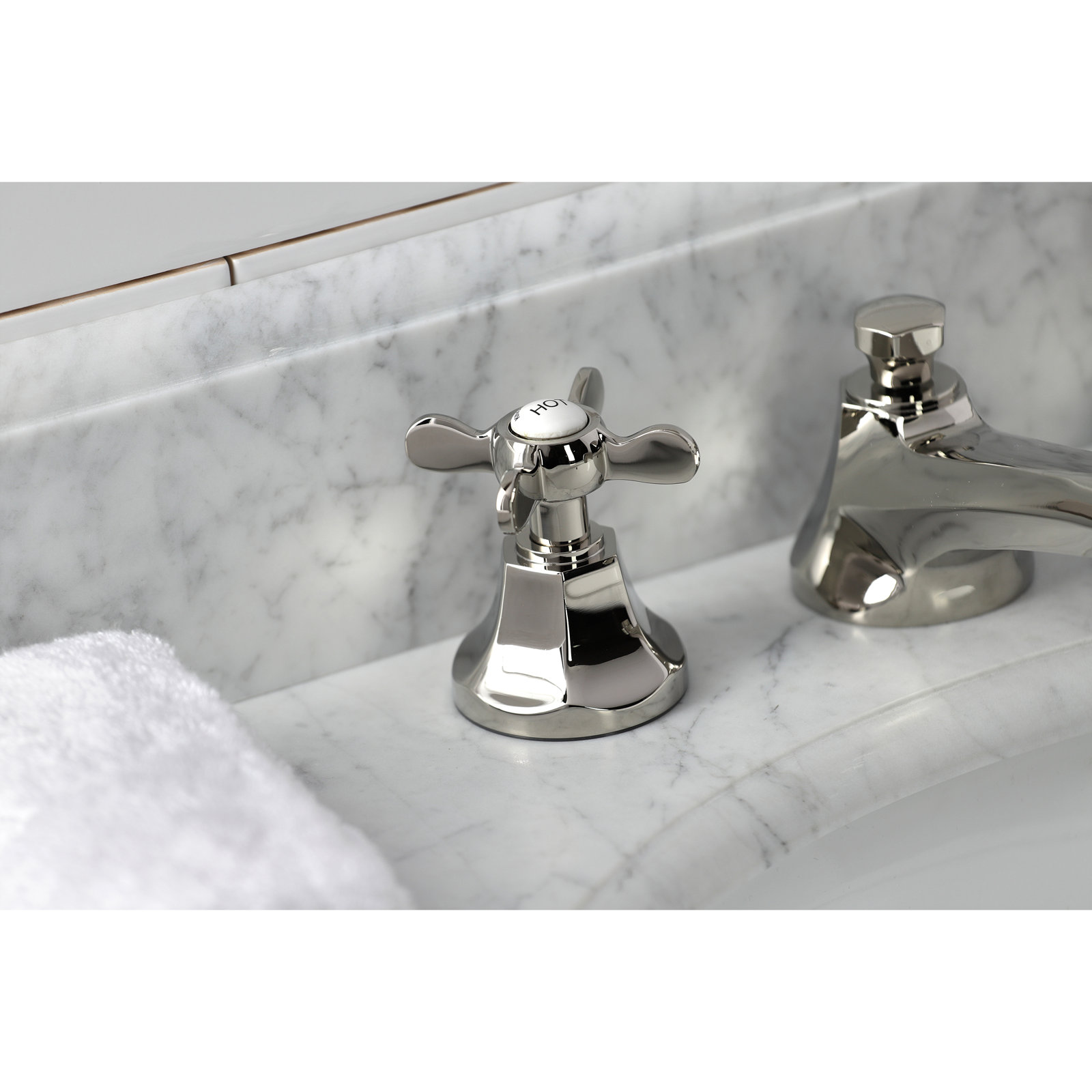 Essex Widespread Bathroom Faucet with Drain, Polished Nickel
