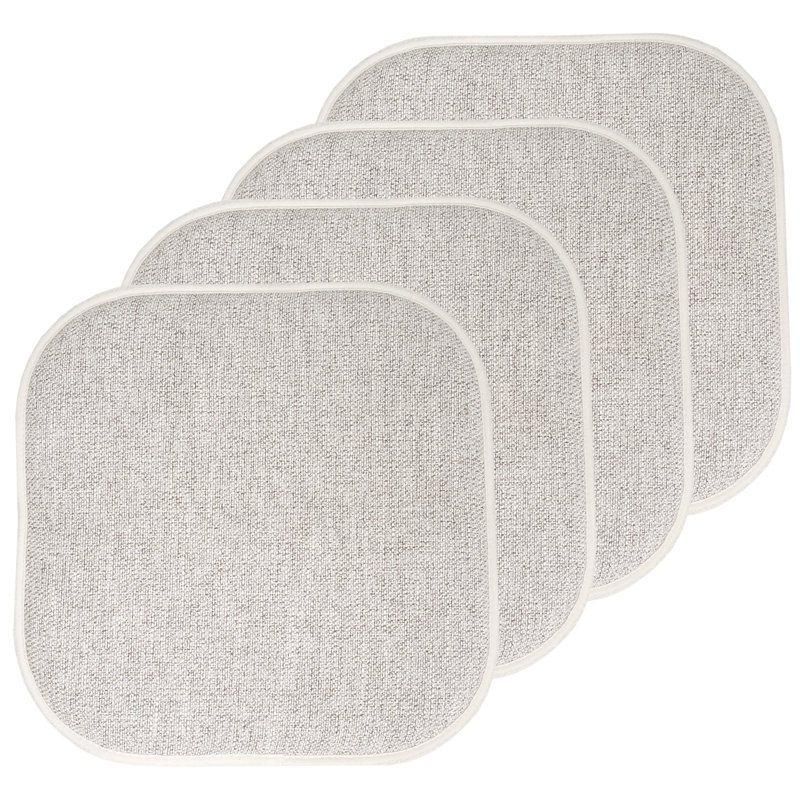 Alexis Memory Foam No Slip Back 16" x 16" Chair Pad Cushion, Cream/Brown, 4-Pack