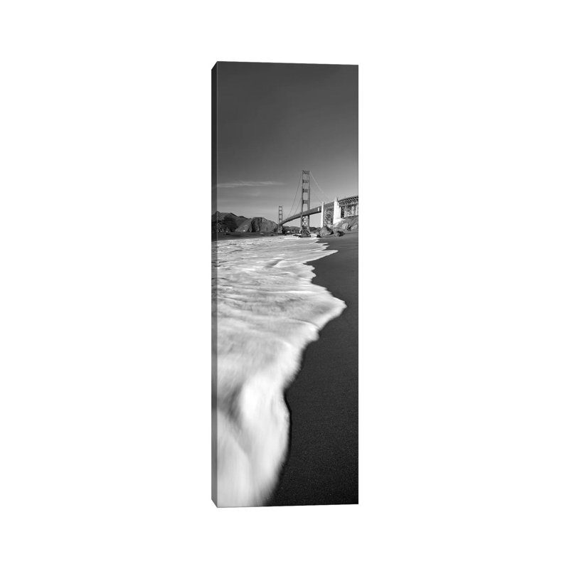 Suspension Bridge Across A Bay, Golden Gate Bridge, San Francisco Bay, San Francisco, California, USA - Wrapped Canvas Panoramic Print