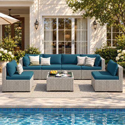 6-Person Patio Conversation Set with Coffee Table and Cushions