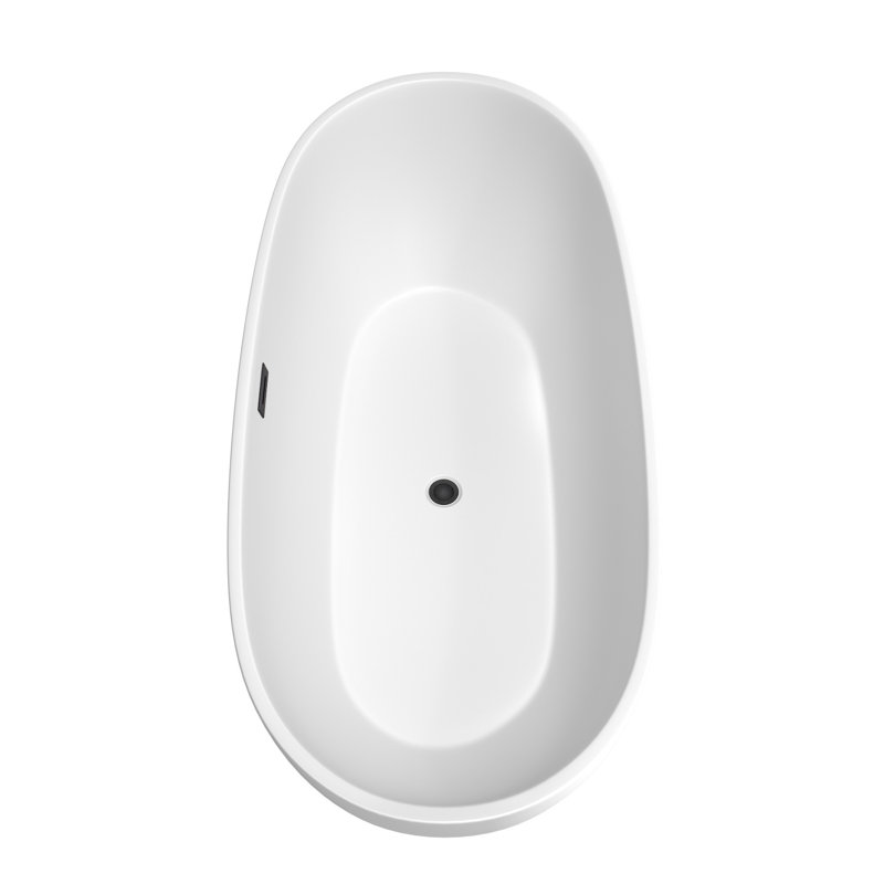 Juno 71'' x 32'' Freestanding Soaking Acrylic Bathtub with Faucet, Matte White/Matte Black