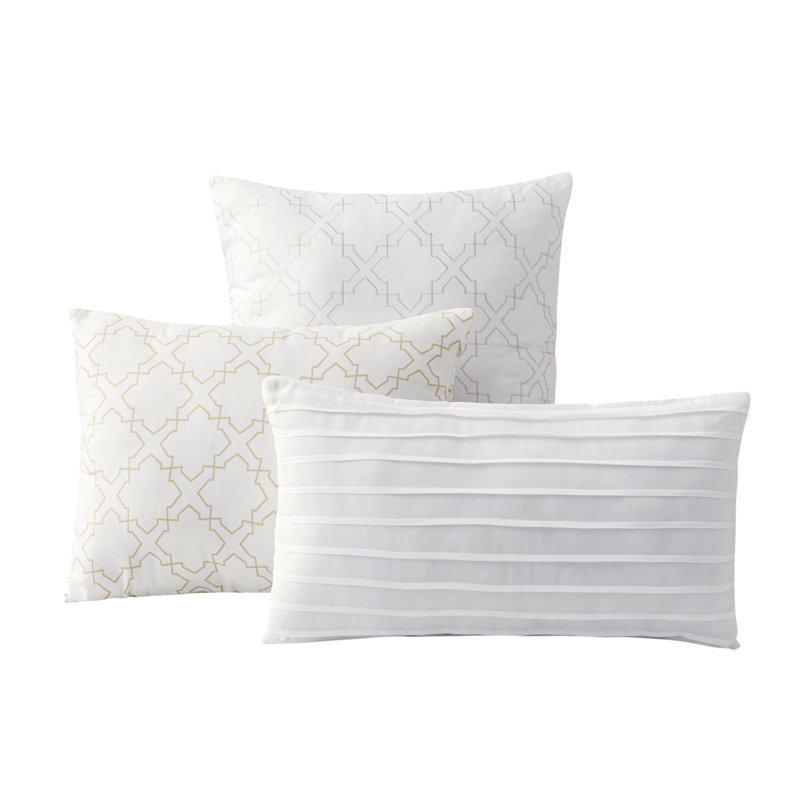 8pc/10pc Pintuck Bed-in-a-Bag, White, Full Comforter + 10 Additional Pieces