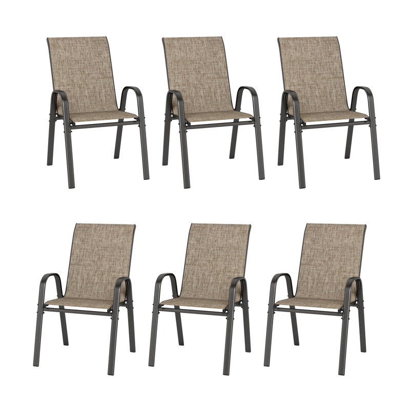Ensemble de 6 chaises de salle à manger d'extérieur empilables Modern PVC-coated polyester
