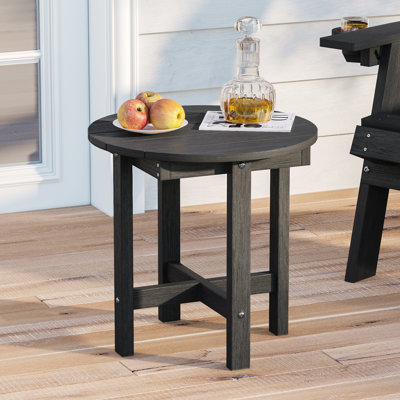 Table d'appoint ronde en bois et plastique PEHD - Table d'appoint d'extérieur durable pour patio, jardin et balcon