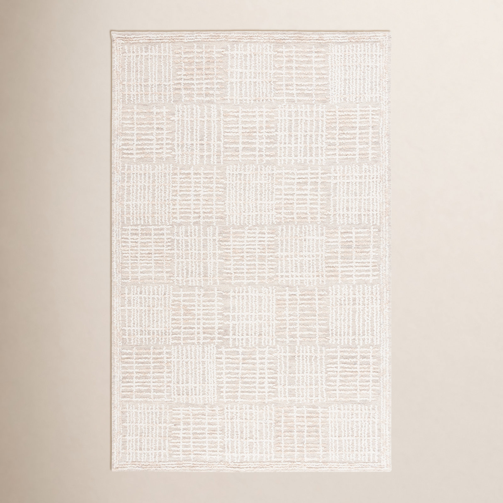 Arwen Geometric Hand Tufted Wool/Cotton Area Rug in Light Brown/Ivory, Rectangle 8' x 10'