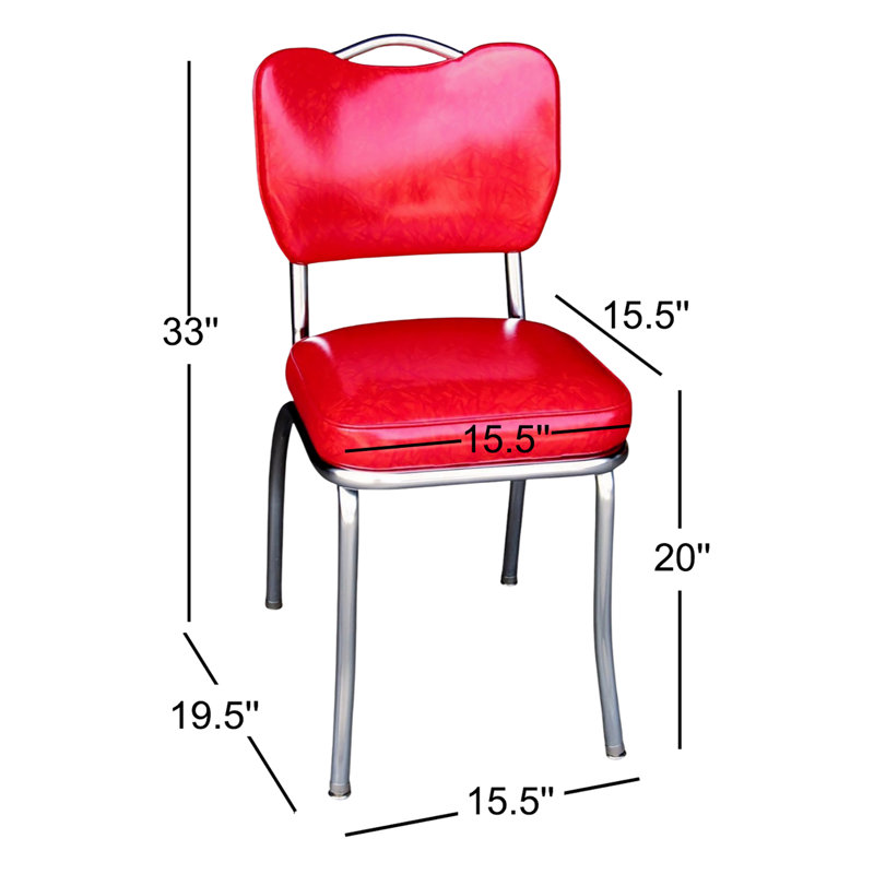 Retro Home Upholstered Handle Back Dining Chair, Red