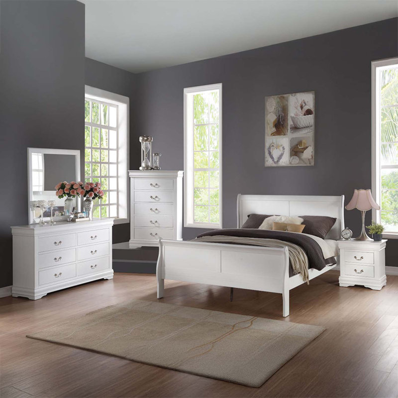 Miroir Louis Philippe 36 po x 38 po, finition blanche, Blanc
