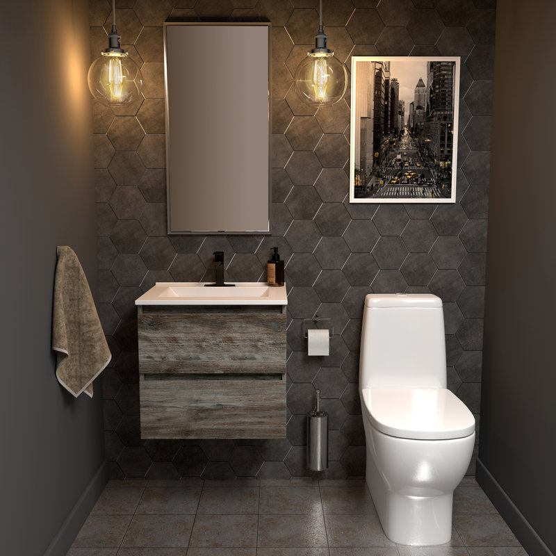  24"W Wall hung Combo Driftwood Gray, Driftwood Gray, 24"