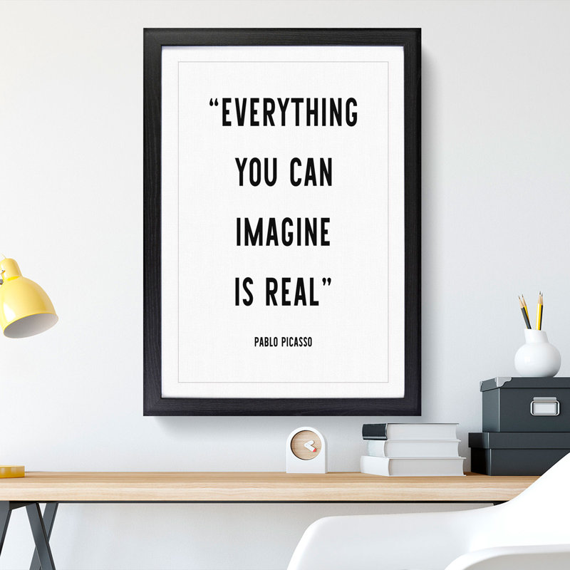 Everything You Can Imagine - Picture Frame Typography, Black, 65cm H x 48cm W x 2cm D
