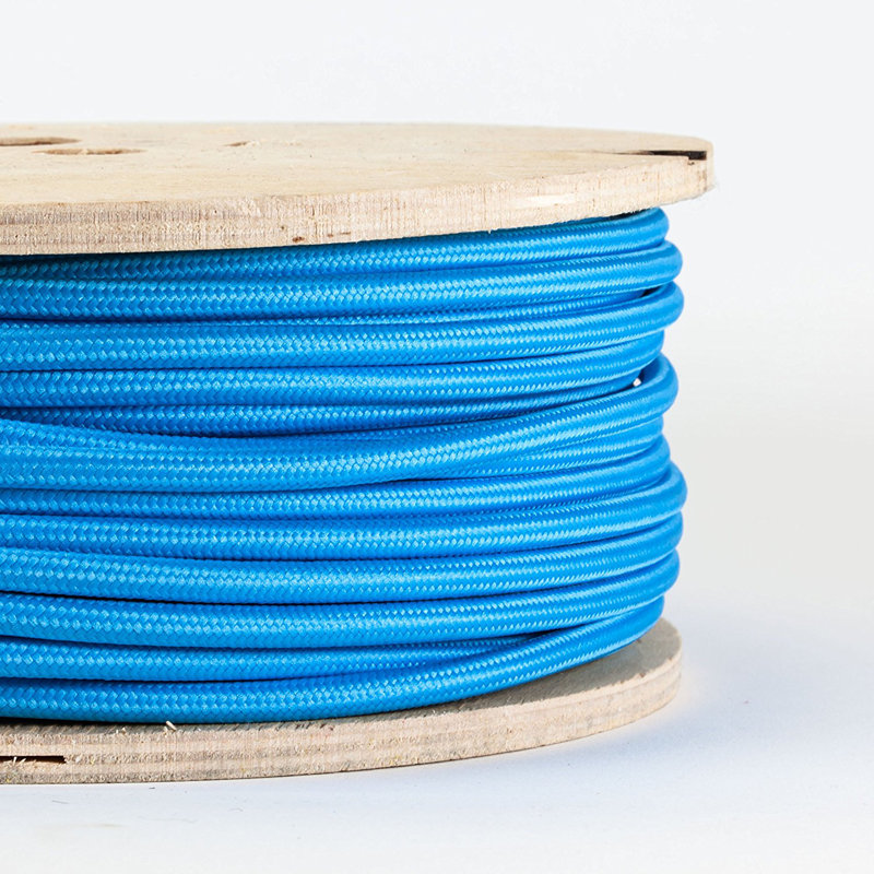 Alasia Cord - Fabric Cable 1m 2 Core Round Electrical Wire for Lamps, Blue