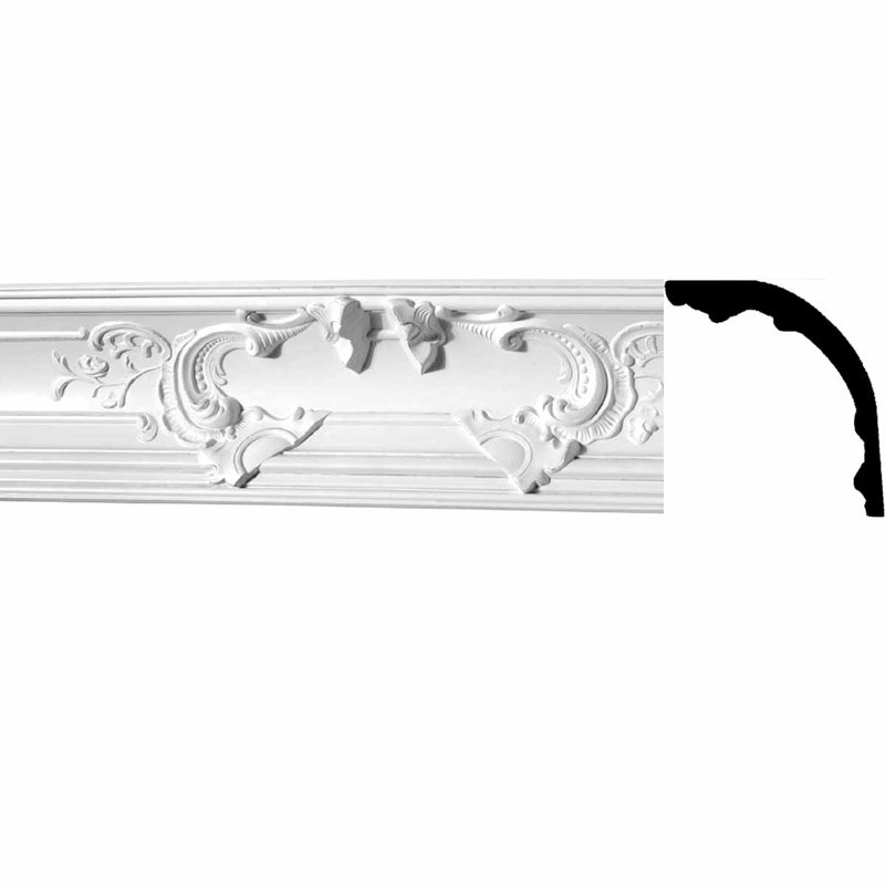 Ornate White Primed Urethane Crown Molding 9.63'' H