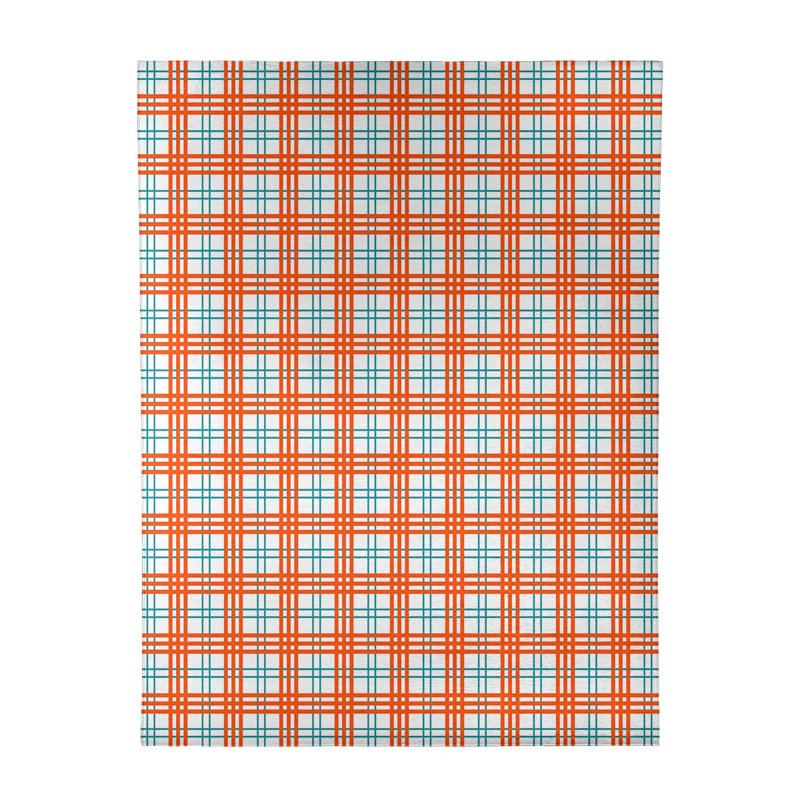 Tapis orange / blanc à carreaux, Rectangle 8 pi x 10 pi