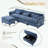 L Shaped Chenille Sectional Sofa with Storage Ottoman, Phone Holder and USB Charging Port-1021853238